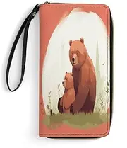 [BFGWK] Big Wallet Novelty Bear Hug Print Long Zipper Wallet Leather Wallet Suitable for Men and Women, Style, 19.8x10.5cm, Style, 19.7x10.5cm