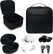 [ULIONTAC] Virtual Reality Headset Case - 1000D Nylon Carry Case for Apple Vision Pro Meta Quest VR Headset Earphone Accessory Storage Bag (Black)