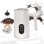 4-in-1 Electric Milk frother and Steamer, 350ML Milk Warmer and Heater with Auto Shut-Off, Hot and Cold Milk Foam, Hot Milk, Chocolate Milk, Coffee frother, for Macchiato, Latte, Cappuccino
