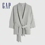 GAP 女裝 無釦綁帶短版外套-淺灰色(846888)