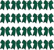 20PCS 8" Large Cheer Bows Green Cheerleading Bows Girl Hair Bows with Ponytail Holder Bow Hair Ties for Cheerleaders SoftbalCompetition Sports