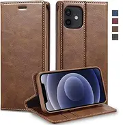 GoshukunTech Wallet Case for iPhone 12 mini,for iPhone 12 mini Leather Flip Case with RFID Blocking Card Holders Stand Feature Cash Pocket Magnetic Cover[Brown]