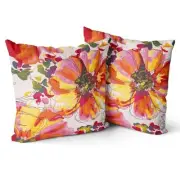 Boho Red Flowers Throw Pillow Covers 16x16 inch Set of 2 Rug Carpet Double