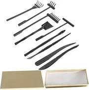 HOMSFOU 9Pcs Mini Zen Garden Kit Meditation Rake Table Decorations Lightweight Miniature Gardening Tools for Relaxation and Office