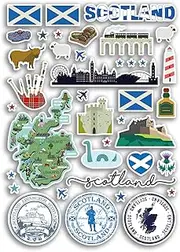 A4 Sticker Sheet Scotland Landmarks Vinyl Stickers - Scottish City Map Airport Stamp Skyline Flag Travel Holiday Culture Aesthetic #79983
