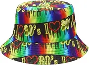 [YAMEIZE] Retro Style 80s Summer Bucket Hat for Women Men Teenager Vintage Double Side Fishing Hat Sun Outdoor, 80s Heart, One Size