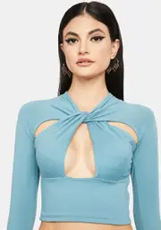 Teal Make Me Over Cut-Out Crop Top
