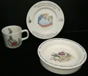 PETER RABBIT 3 PIECE NURSERY SET BY WEDGWOOD MUG PLATE & PORRINGER NEW ORG BOX!!