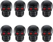 ECSiNG 8PCS Tyre Valve Stem Caps Skull Design Car Tire Valve Lever Covers Car Tyre Dust Caps for Most Car Truck Motorbike Bicycle 7mm Thread Diameter Black