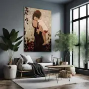 Mother Holding Child by Gustav Klimt Wall Art Canvas Unframed Print Art