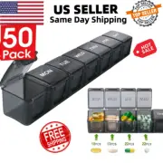 50 Pack Extra Large 7 Day Weekly Pill Organizer, Pill Cases pil,Pill Box (Black)