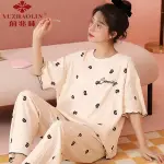 PYJAMAS WOMEN SLEEPWEAR WOMEN 俞兆林睡衣女夏季可愛學生2022年新款純棉短袖長褲兩件套裝春