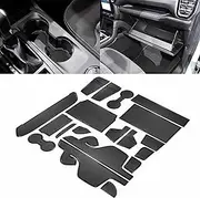 SENSHINE Cup Holder Insert for Ford Ranger Accessories 2024 Center Console Liner Door Pocket Non-Slip Anti Dust Mats Pad Premium Interior 19Pcs Set (Black Trim)