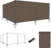 [Goleray] 5'Hx24'W Outdoor Freestanding Privacy Screen Fence Panels with Iron Poles, Mesh Shade Net Cover Temporary Fencing for Patio Backyard Garden Deck, Brown