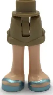 Lego New Minifig Dark Tan Pants Shorts with Molded Light Nougat Leg Sandles