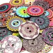 Mix Random Pattern 30Pcs 3"(75Mm) Large Wood Buttons Craft Sewing Button (3"(75M