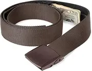 Travel Security Money Belt with Hidden Money Pocket - Cashsafe Anti-Theft Wallet Unisex Nickel free Nylon Belt by CowboyGuru, B-coffee+coffee buckle, Suit for pant size 26"-40"