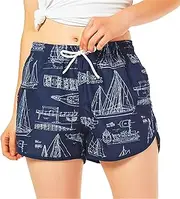 [Alidamo] Womens Board Shorts Surf Beach Party Swimswear Bottoms Ladies Swim Wear Quick Dry Elastic Daily, Blue-2, Small