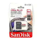 SanDisk Ultra Plus 64GB microSDXC UHS-I Card With SD Adapter Video Speed 100MB/S