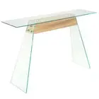 Console Table MDF and Glass 120cm Oak Colour Accent End Side Stand vidaXL