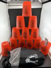 SPEED STACKS RED CUPS COMPETITION STACKERS WITH BLACK MESH STORAGE BAG *TESTED