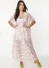 Unique Vintage NWT Pink Floral Burnout Chiffon Burton Caftan Dress - One SIze