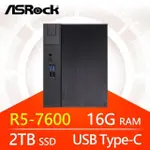 華擎系列【小天暗星】R5-7600六核 小型電腦(16G/2T SSD)《MEET X600》