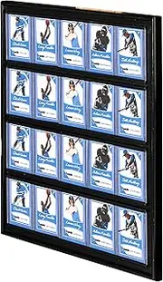 Franklin Sports Baseball + Trading Card Display Frame - Card Display Case for Sports, Collector + Trading Cards -Wall Mounted Card Display Case - 20 Top Loaders Included,Black
