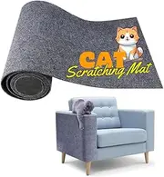 SAVUK Cat Scratching Mat for Couch Furniture Protective Cover Anti-Fall Climbing Claw Corner Wall Mat Self-Adhesive Cuttable Easy to Clean Replacement Carpet Rug (Dark Gray, 15.8" x 39.4")