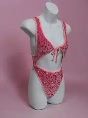 Pole Bodysuit Pink Sequin Size 6, 8, 10, 12, 14, 16 In Stock Ready To Ship
