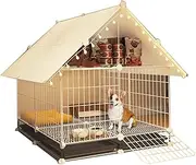 Dog Crate, Extra Strong Dog Cage, Dog Crates for Small Medium Dogs, with Removable Tray for Easy Cleaning, Indoor Dog Ho（Not Included Decorative Lights）