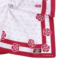 在飛比找momo購物網優惠-【CLATHAS】山茶花字母LOGO菱格紋純綿帕巾(紅色)