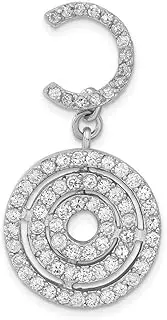 [JewelryWeb] 925 Sterling Silver Solid Polished Prong set CZ Simulated Diamond Chain Slide Pendant 38x19.6mm Wide Chain Necklace for Women and Men