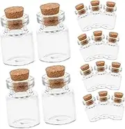 Ciieeo 20Pcs Mini Transparent Glass Bottles with Cork Lids Small Decorative Wish Jars for Crafts Storage and Vintage Charm for Weddings and Events