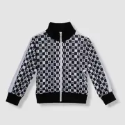 $430 Palm Angels Kid's Boy's Black Checkerboard Print Track Jacket Size 4