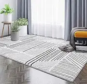Soft Black and White Print Indoor Home Living Bedroom Floor Rug Carpet Mat Large (200 cm x 300 cm)