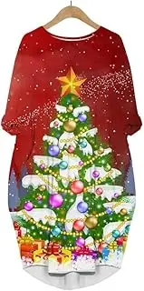 [ESOMAVRIX] Merry Christmas Dress 3D Printed Christmas Tree Snowman Lady Long-Sleeved Street Dress /1502
