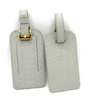 Graphic Image Luggage Tag Set of TWO Leather Buckle Closure NEW Gray