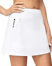[Ewedoos] Golf Skorts Skirts for Women Zipper Pockets High Waist Tennis Skirt Underneath Pleated Athletic Casual Skort