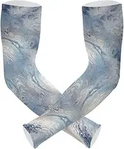 [GuoChe] Arm Sleeves Arm Covers Cooling Ice Silk Sleeves For Outdoor Sports Fractal Marble Vein Wavy Ink Dye