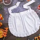 Dual Pockets Maid Apron with Ruffled Cooking Half Apron Waist Apron Women
