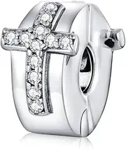 [DOYIS] Stopper Beads for Pandora Bracelet, 925 Sterling Silver Cross Clip Stopper Spacer Charm,Women Gift Jewelry