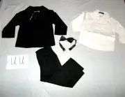 BOYS Size 2 Toddler Dress Pants Jacket Shirt Bowtie 4 PC SUIT TUXEDO NEW