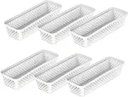 Glad Plastic Storage Basket Set - Multipurpose Drawer Trays, Kitchen Pantry Containers, and Bathroom Bins - 6 Pack Narrow Organizers, White