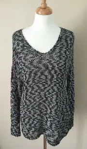 Eileen Fisher, Space Dyed Cotton Knit Sweater, Black/White, Women's, M