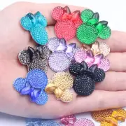 20 Mixed Color Flatback Resin Dotted Rhinestone Bows Mouse Face Cabochon 28mm