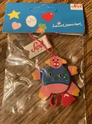 Sevi 1831 Hand Painted Pig Piggy Pull String Toy Ornament NIP