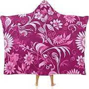 [Ausinbed] Berry Color Cloak Hooded Blanket Fleece Hooded Robe Cloak Arctic Velvet Warm Throw Quilt Poncho Soft Nap Blanket Novelty Blanket Air Conditioning Blanket,60"x80"