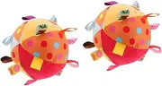 Hohopeti 2pcs Plush Baby Sensory Ball Bell Tags Soft Infants Development Toy for Crib Early Learning Ball
