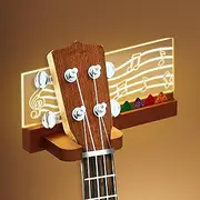 Guitar Stand Wall Mount Solid Wood Guitar Hangers hooks Built in LED Light Acoustic Guitar Stand with Pick Holder and Acrylic Board Practical Wall Guitar Holder for Music Lovers
